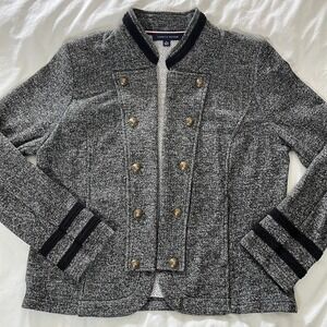 Tommy Hilfiger Womens Military Band Style Jacket Open Front Metal Buttons Sz XL